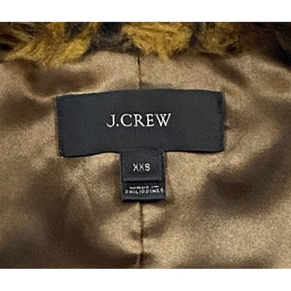 J. Crew Faux Fur Leopard‎ Print Vest Women's XXS Zip Front Warm Cozy - Picture 3 of 6